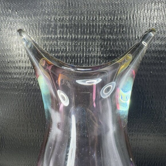 Venetian Murano Art Glass Vase Faceted Bottom Sommerso Heavy Hand Blown Glass - Picture 7 of 16